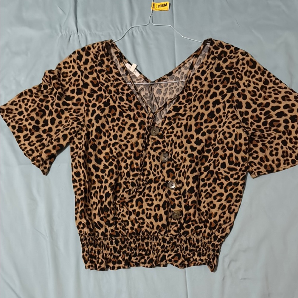 Maurices Brown and Tan Short Sleeve Crop Top